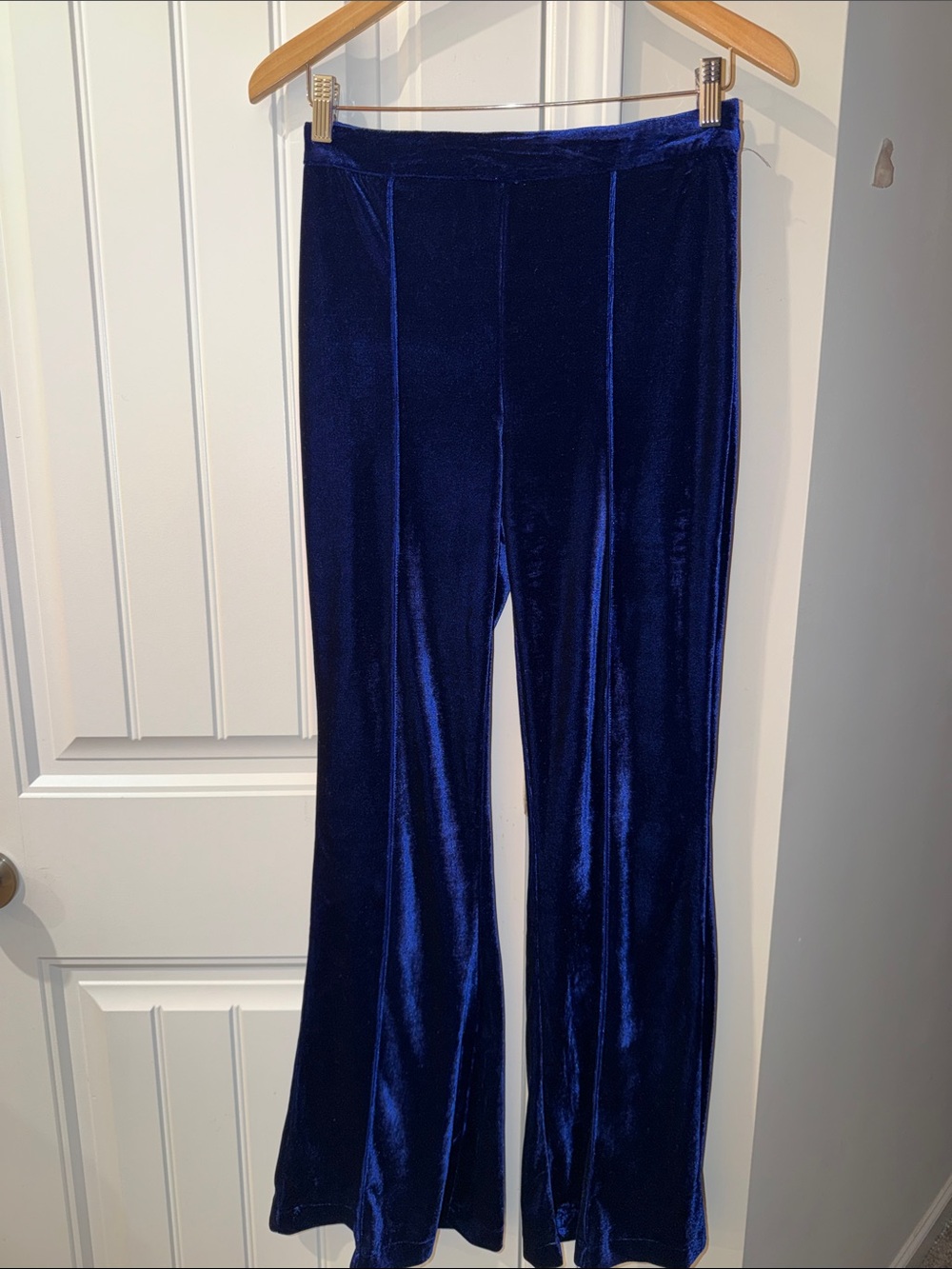 Velvet Electric Blue Wide Leg Pants